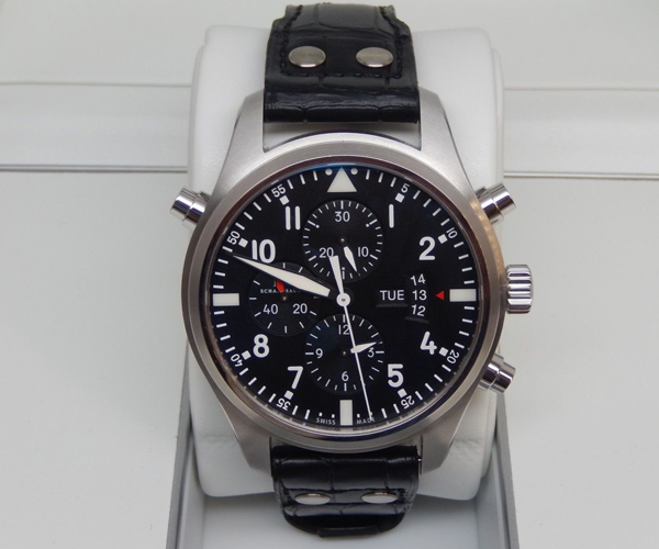 IWC パイロットウォッチ スーパーコピーIW377801 ダブルクロノグラフ SS/皮 ブラック