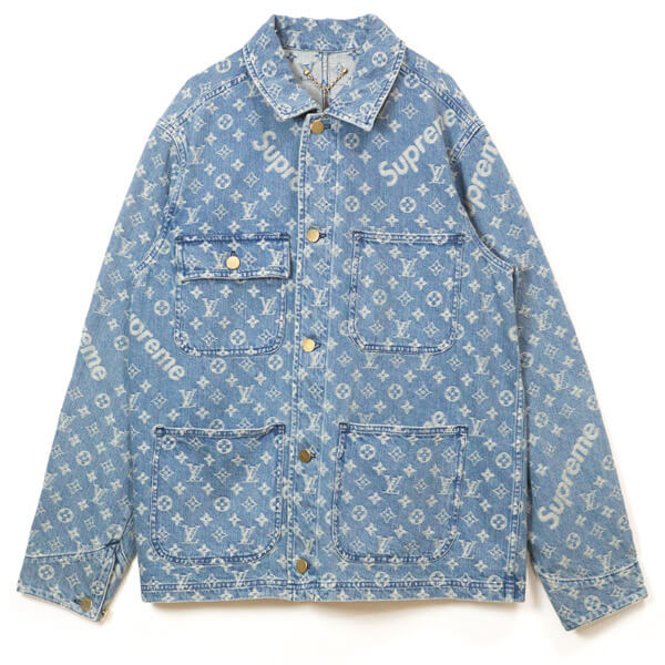 ルイヴィトン×シュプリーム コピー Jacquard Denim Chore Coat ジャガード デニム チョアー コート Indigo / インディゴ 2017〜2018AW シュプリーム x