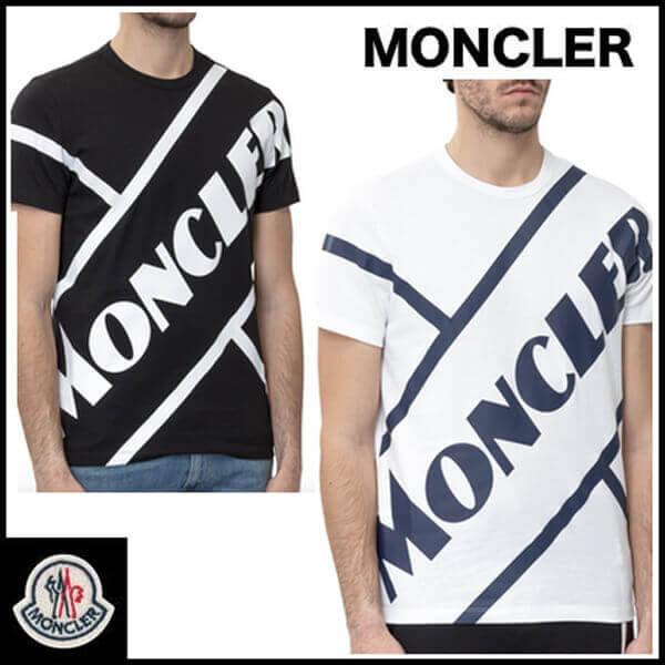 モンクレール Tシャツ 偽物プリント MONCLER 半そでクルーネックメンズTシャツ