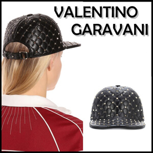 ヴァレンティノ キャップ コピー Valentino Garavani ロックスタッドスパイクレザーキャップ