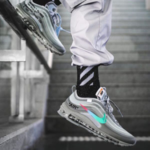 オフホワイト 偽物 ナイキ エアマックス スニーカー Off-White ナイキ Air Max 97 Menta オフホワイト エアマックス97 AJ4585-101