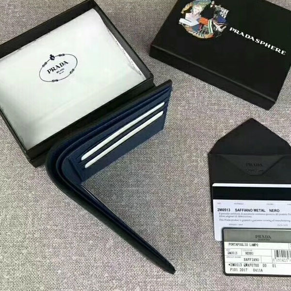 プラダ 財布コピーPRADA SAFFIANO 折りたたみ財布 2M0513 2EG0 F0VE2 NAVY サフィアーノカーフ