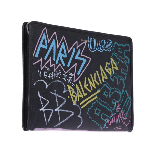 バレンシアガ クラッチバッグ Bazar Graffiti Clutch in Arena Leather バレンシアガスーパーコピー